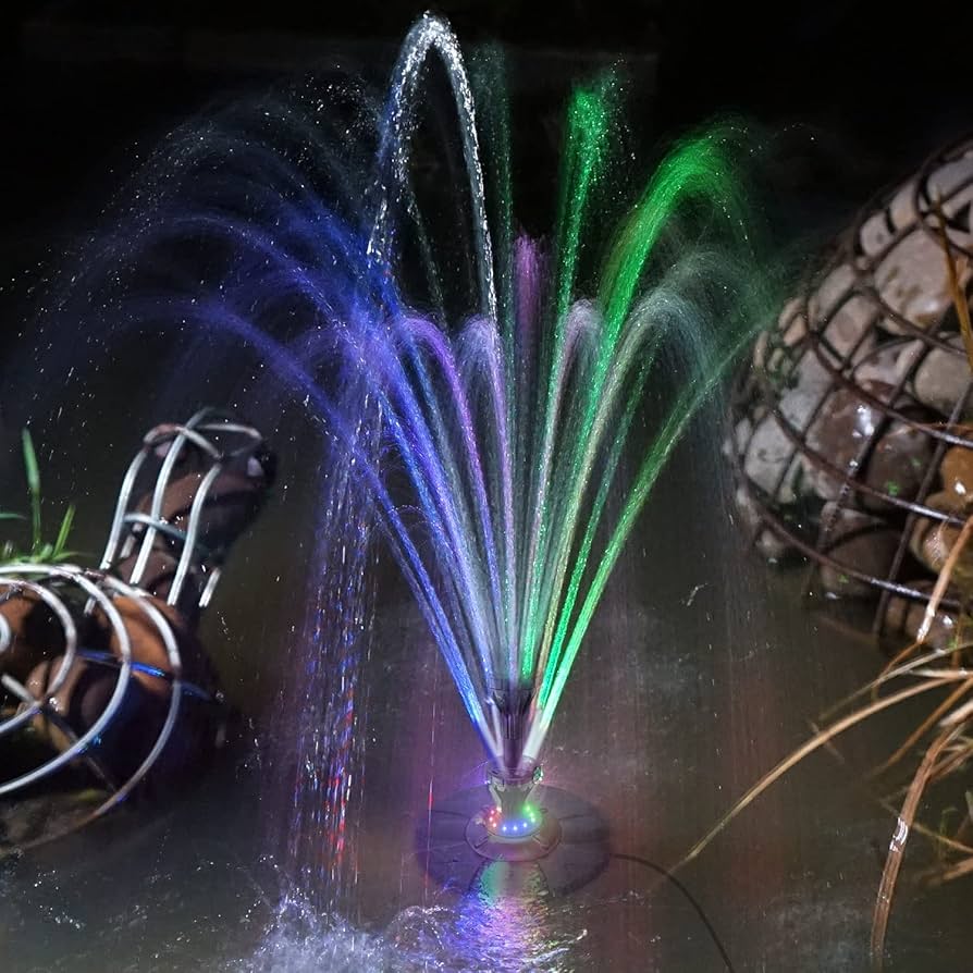 置物 Battery Operated Musical Water Fountain Yzert Pond Fountain Pump with 12 LED Lights, 32.8ft Power